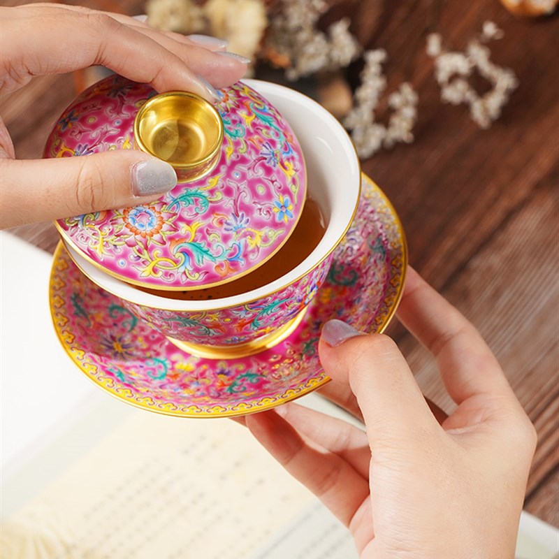 极速故宫c文创福瑞连绵盖碗礼盒茶具茶杯生日礼物礼品新婚礼物