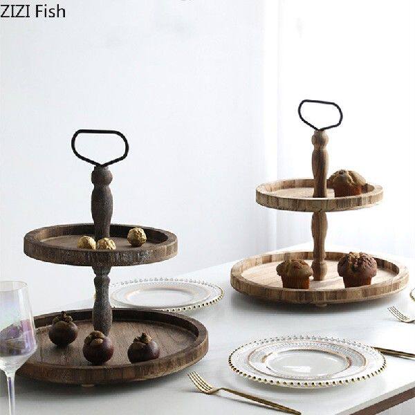 新品Multilayer European Swtyle Cake Rack Wooden Cake Plate