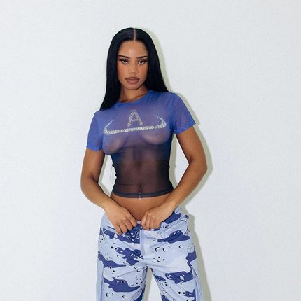 极速Hot Diamond Printing Gradient Mesh Round NeRck Pullover