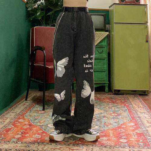 极速Favour Vintage Jeans u2021 Fashion Y2k Aesthetic Print W