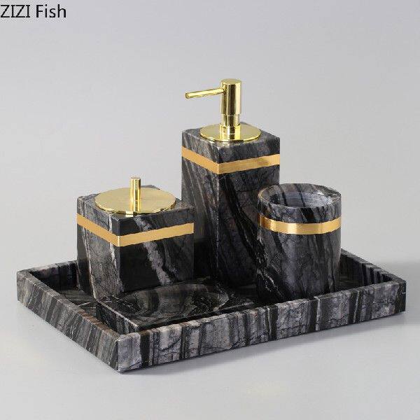新品Marble Mouth Cup and Liquid Soap DispenseUr Set Home
