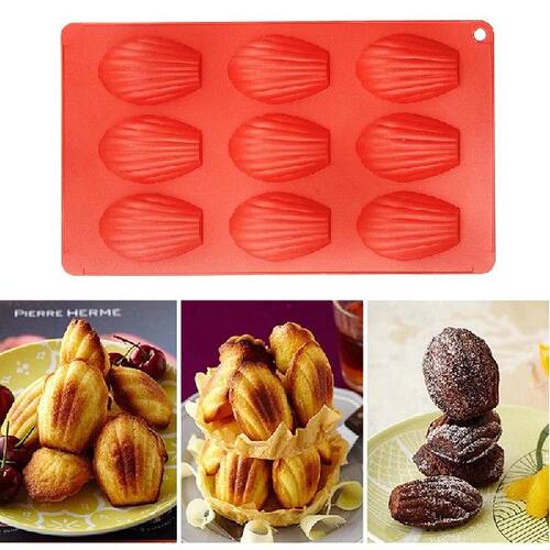 极速9 Hole Silicone Madeleine Cake BakingN Mould Muffin Cup