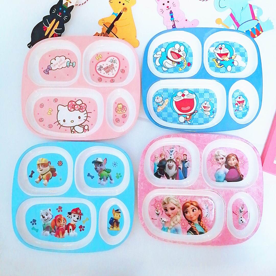 极速卡通密胺儿童餐具套装宝x宝分格餐盘勺子吃饭碗幼儿园家用盘