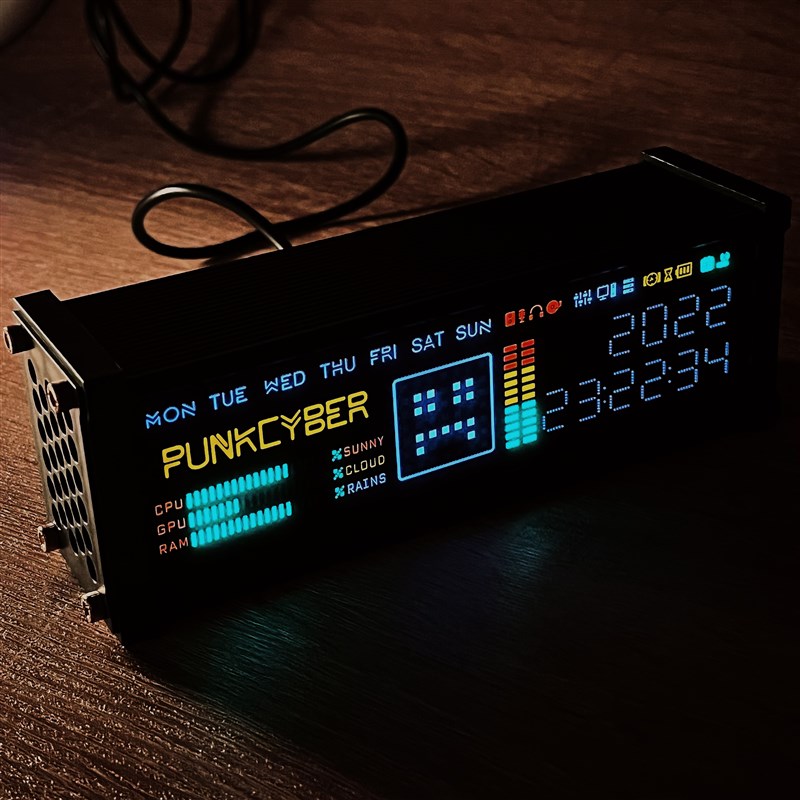 好货PUNKCYBER创意电子拟荧光管时钟WFD复古桌面摆件送男友礼物仪