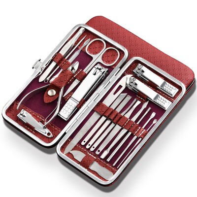 好货Qmake 19 in 1 Steel Manicure set Professional Nail