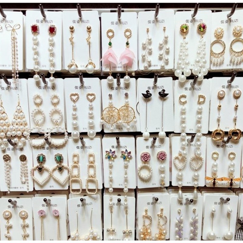 Korean cool wind super fairy long style pearl earring web