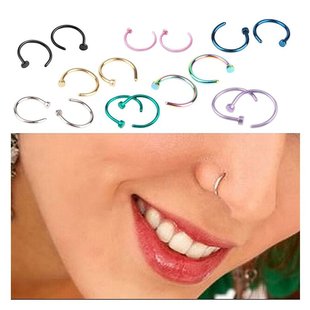 2Pc Stainless Steel Fake Nose Ring C Shape Septum Nose Pierc