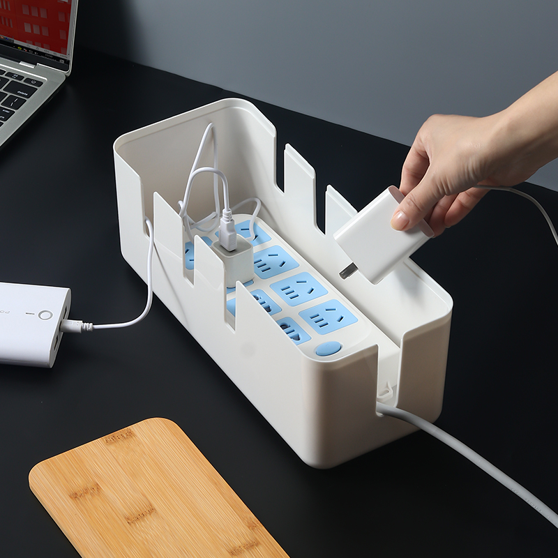 桌面电源线整理盒子理线排插固定器充电器插线板数据线电线收纳盒