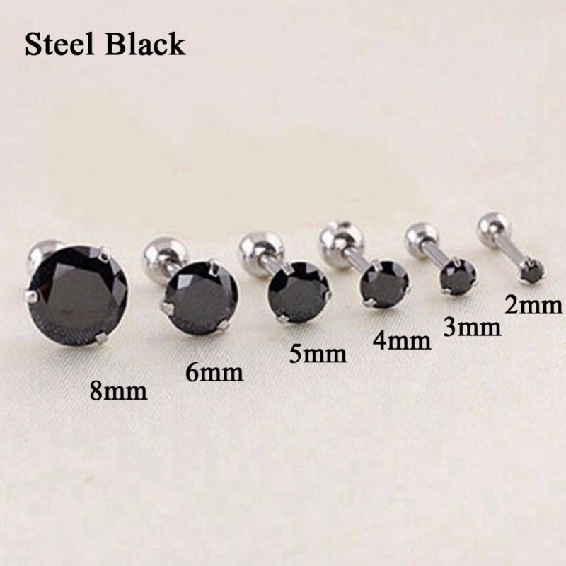 2PCs Fashion CZ 3 Prong Tragus Cartilage Stainless Steel
