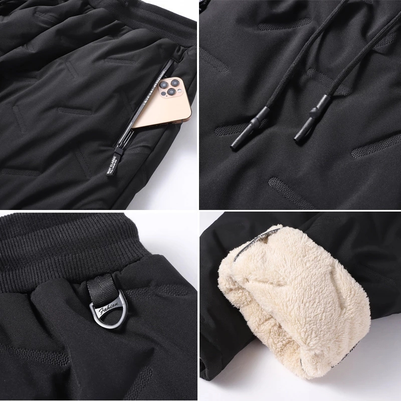 Windproof Down Pants Winter Men Cashmere Thicken Sweatpants