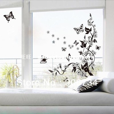 Beautiful Wall Mural Decal Sticker Butterfly Flowers e Wa