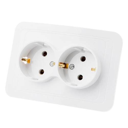 好货220V 16A EU Plug Double Ground Socket Household Industri