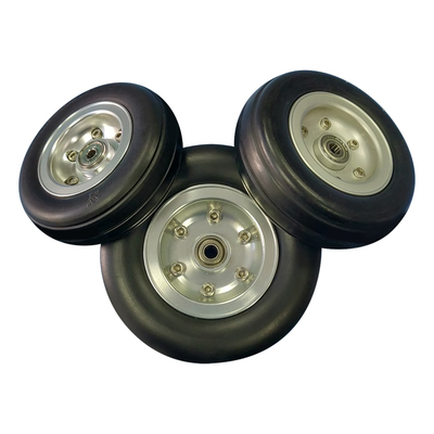 航模配件/CNC铝芯像真橡胶轮/起落架轮/铝合金轮毂轮子/带轴承