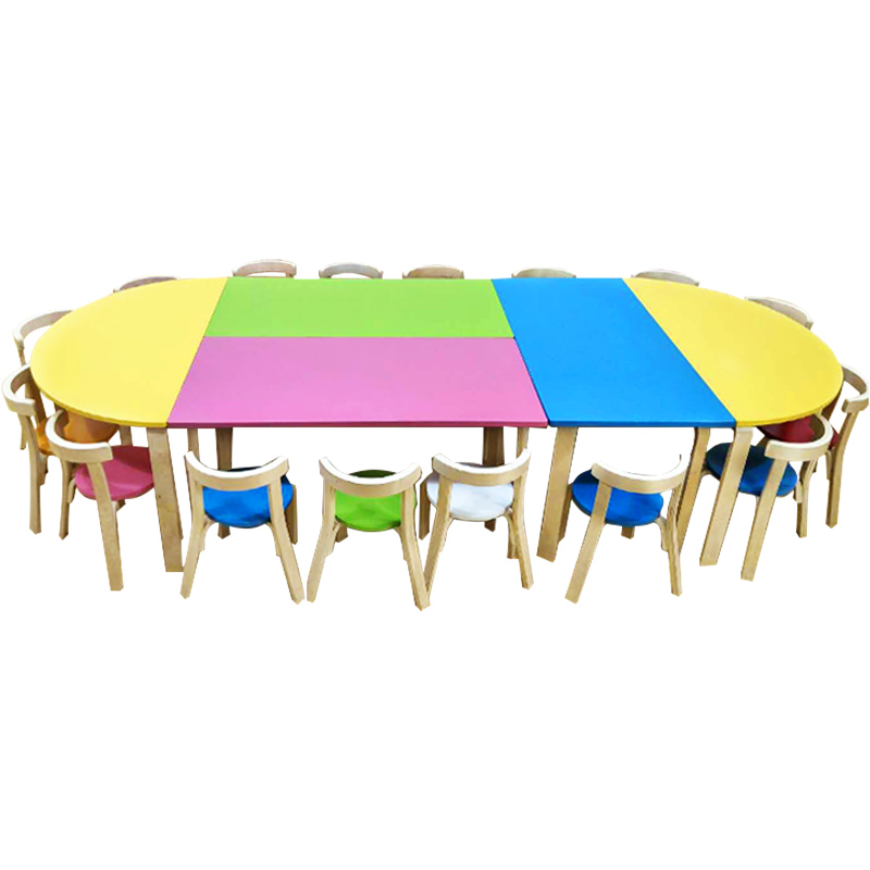 幼儿园实木桌椅套装早教儿童美术绘画学习写字辅导培训班长方桌子