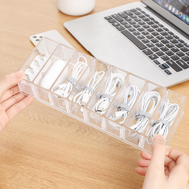 数据线收纳盒手机充电器充电线分格整理神器耳机电源线桌面理线器