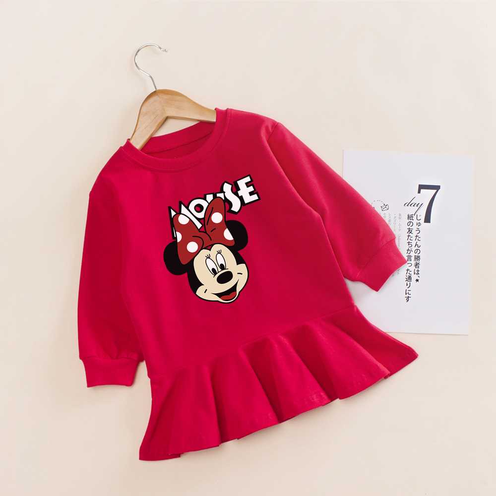 女童连衣裙春秋装2022年新款卡通老鼠卫衣裙女宝宝洋气纯棉短裙子