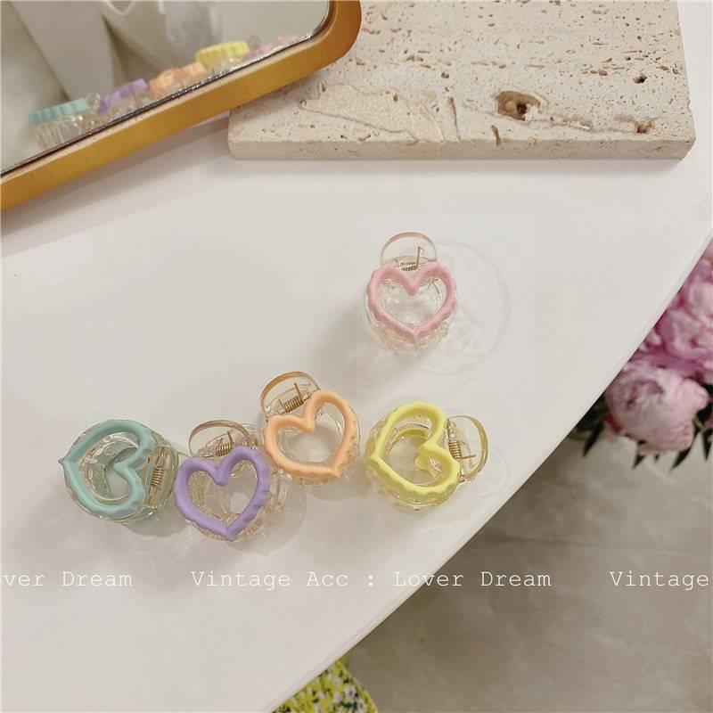 -Retro geometric love clip all-match colorful plastic clip g