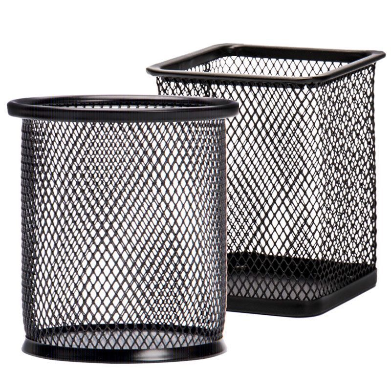 包邮多功能金属组合笔筒桶桌面办公用品收纳盒铁丝圆方形化妆笔筒