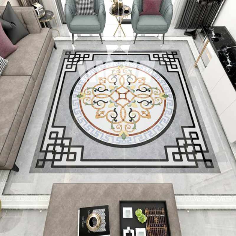 16X16M客厅地板砖拼花图 新中式入户走廊玄关地砖饭厅展厅地板