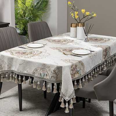 欧式奢华家用长方形正方形布艺椭圆形客厅茶几桌布餐桌布圆桌桌布