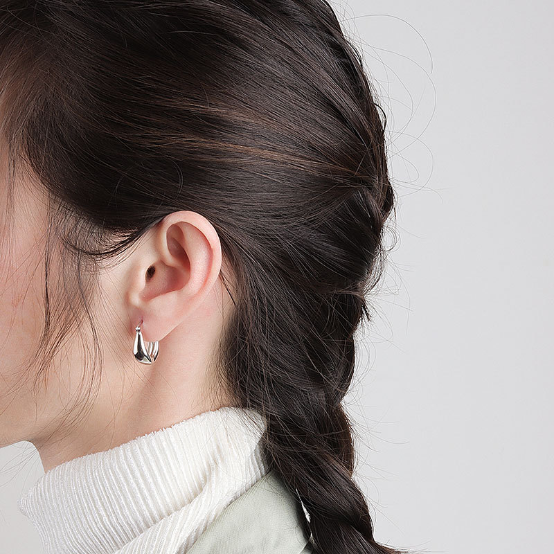 饰品欧美风百搭圆圈耳针金色耳圈麻花耳环女跨境配饰定制