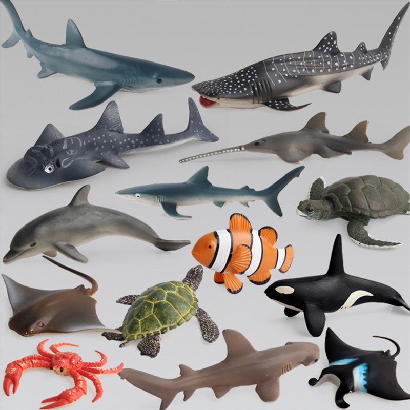 Ocean Sea Life Simulation Animal Model Sets Shark Whale Turt