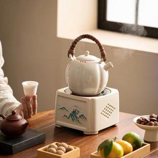 电陶炉煮茶器煮茶炉保温家用高档中式 轻奢 围炉陶瓷煮茶壶套装 新款