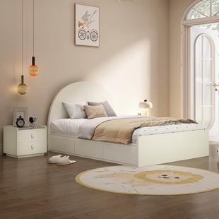儿童床男女孩1米5奶油风卧室公主床现代简约小户型1米2实木单人床