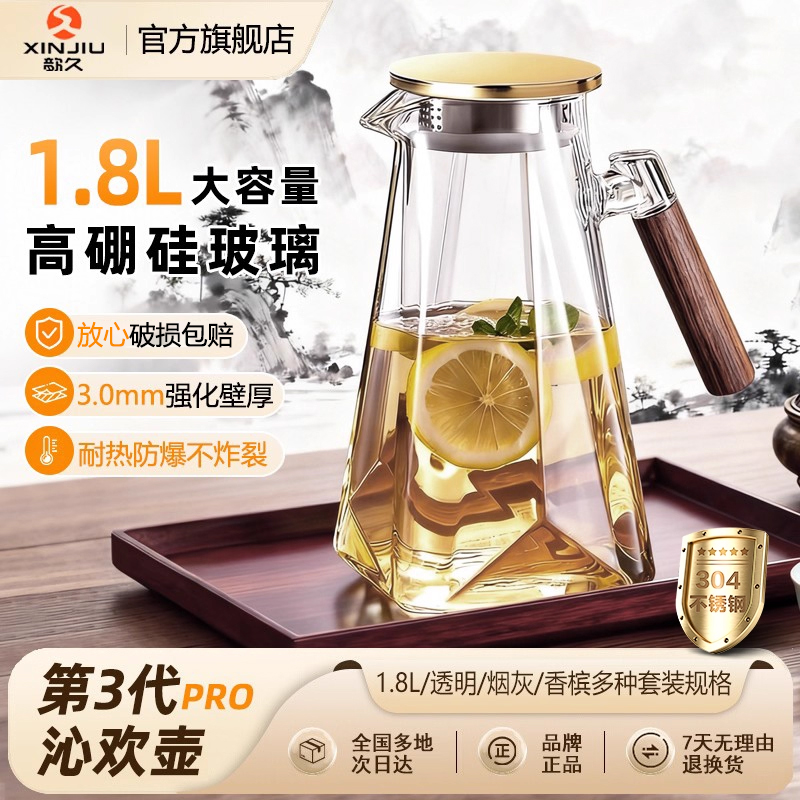 冷水壶玻璃耐高温家用凉水壶食品级大容量储水冷泡茶壶加厚凉水杯