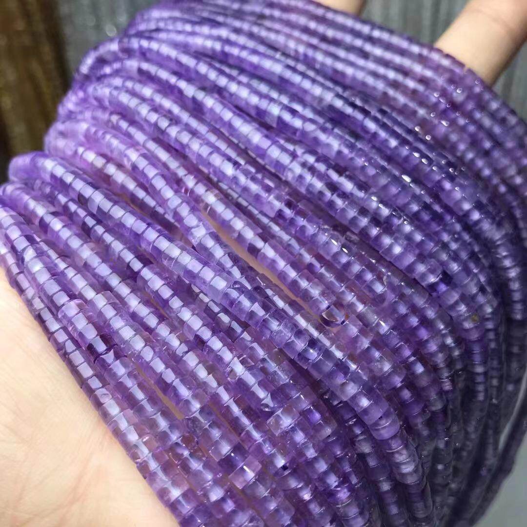 名都水晶 天然深色薰衣草紫晶海西片散珠 饰品配件 半成品