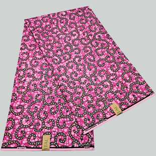 print 非洲蜡染布金粉棉6yard wax golden fabric African