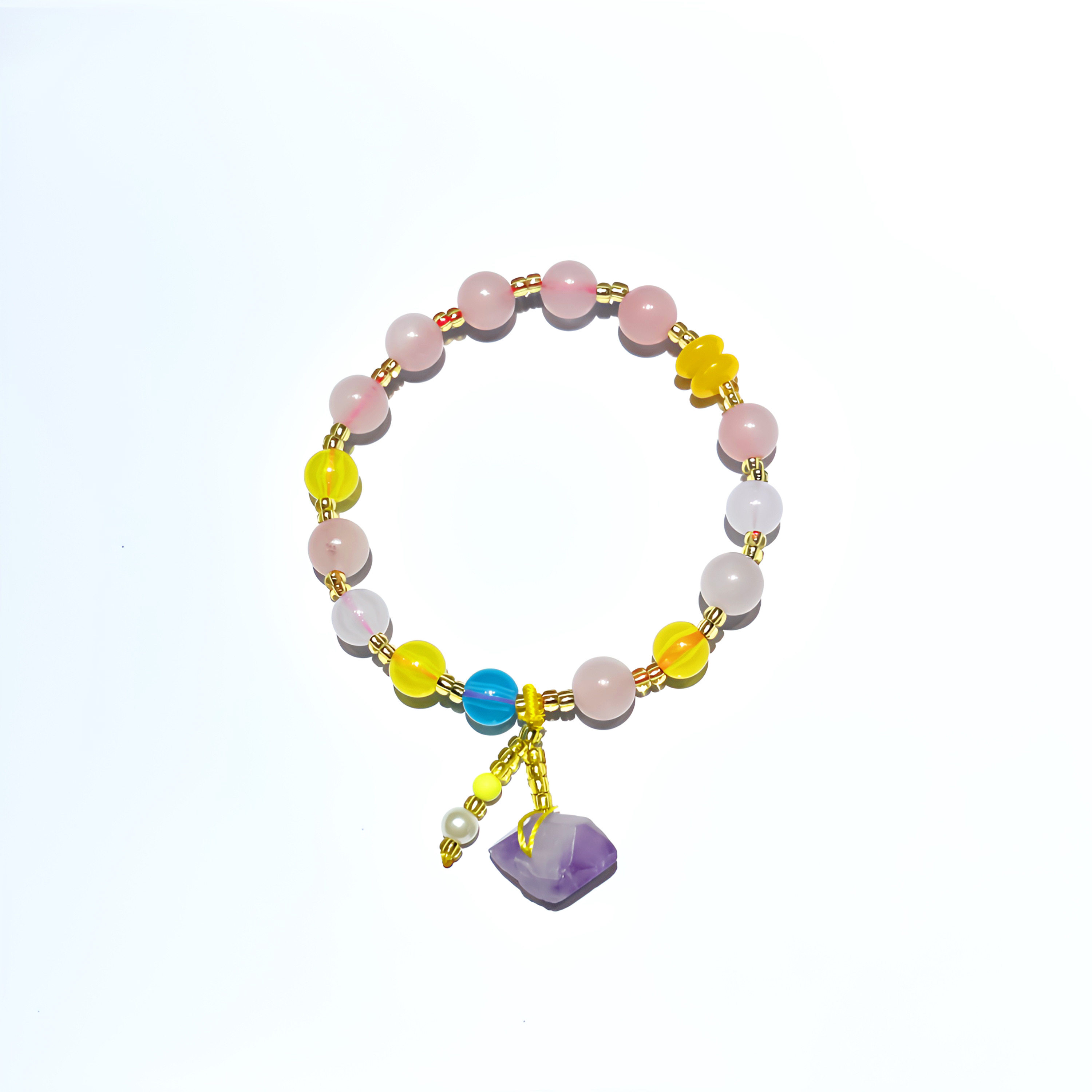 天然薰衣草紫晶原石手链 《彩虹水晶》女款手串