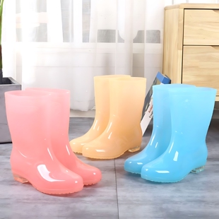 无内网水靴女鞋 时尚 新款 女水胶鞋 女防滑中筒保暖雨靴 糖果雨鞋