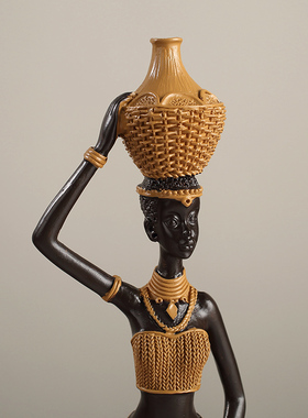 创意复古编织纹非洲艺术女士客厅家居装饰玄关酒柜摆件Y树脂工艺