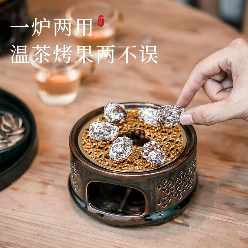 创意家用中式蜡烛加热陶瓷温z茶炉花茶类玻璃杯保温底座套装