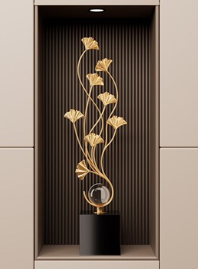 银杏叶入户玄关装饰摆件轻奢高档客厅电视M柜壁龛搬家乔迁新居礼