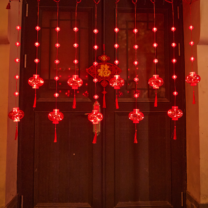 福字LED灯新年彩灯阳台装饰灯春节挂饰过年小红灯笼灯串闪灯挂灯
