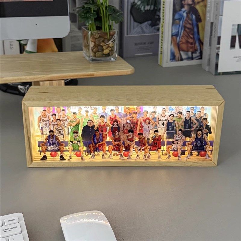 灌篮高手立体全家福装饰画led氛围灯实木画框摆件桌搭礼物摆件灯,家装灯饰光源,氛围灯,淘宝优惠券,粉丝福利购,淘宝优惠卷