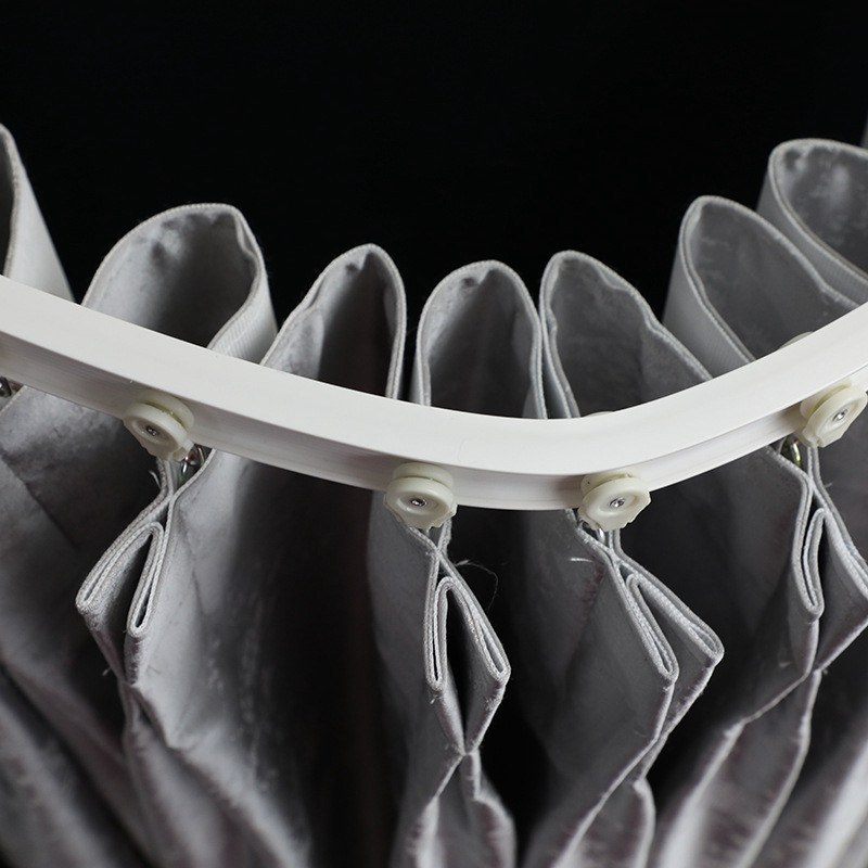 飘窗弯轨阳台静音窗帘轨道弯曲U型软杆全铝加厚双轨单轨顶装滑道