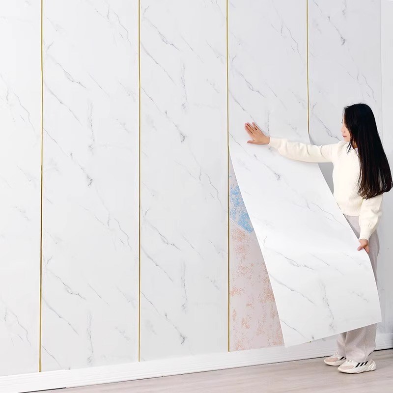 仿大理石贴纸掉灰墙专用墙纸自粘防水防潮pNvc仿瓷砖墙贴装饰遮丑