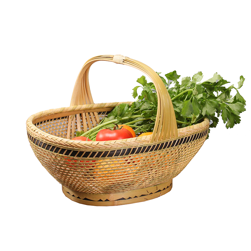 精编竹篮子手提篮 m竹编家用买菜篮水果篮收纳篮竹筐鸡蛋篮杭州篮