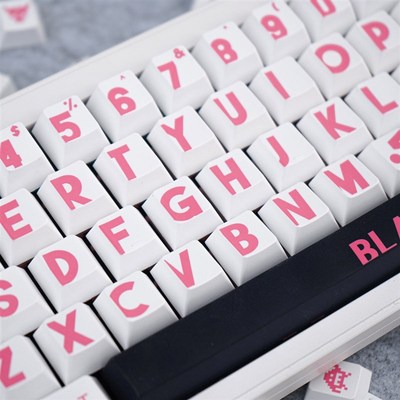 薄荷糖粉色大字133键机械键盘键帽PBT热升华cherry樱桃原厂高度