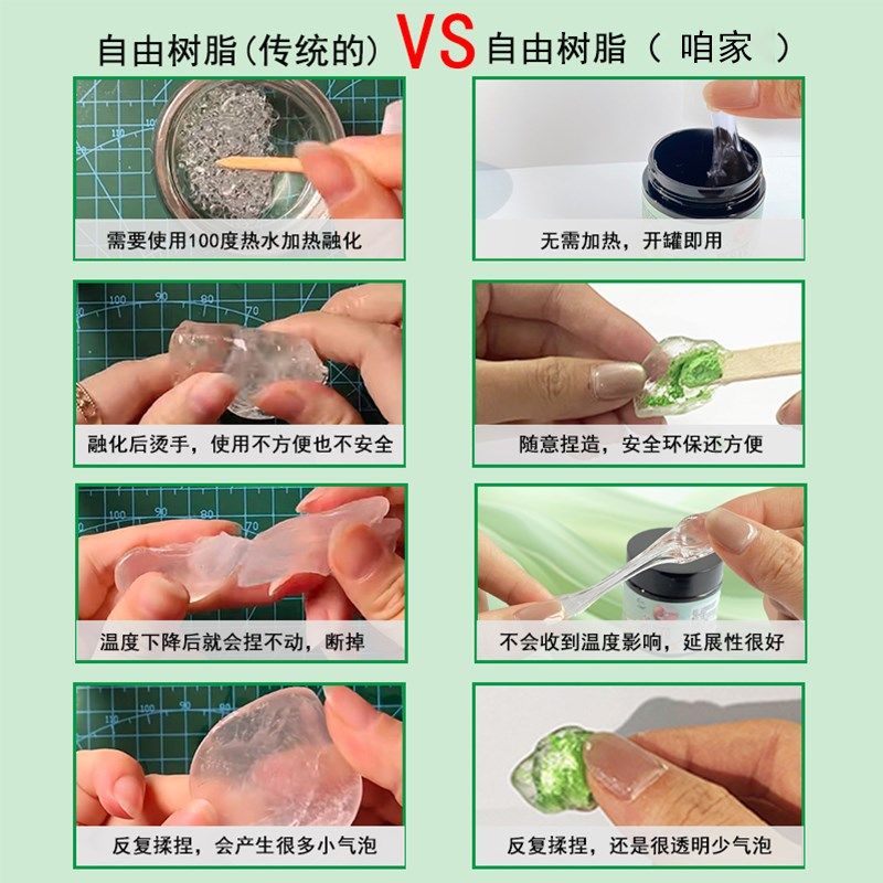 透明粘土自由树脂软糖胶uv捏捏手工可塑立体造型水晶透明黏土树脂