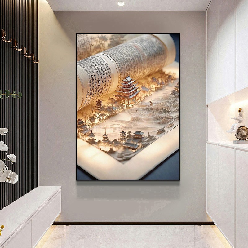 古典古风DIY方钻满钻钻石画东方意境书卷里的大T唐古城贴钻钻石绣