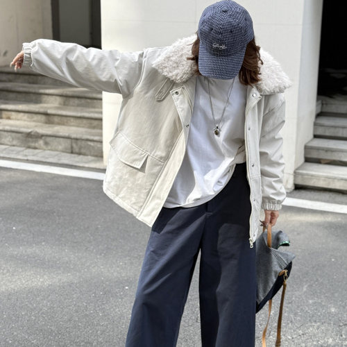羊羔毛翻领派克羽绒服外套女加厚