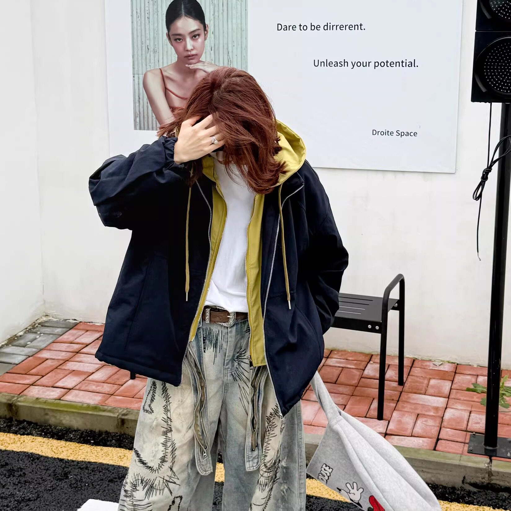 韩版连帽撞色棉服外套女2026新款休闲宽松高级感显瘦夹棉保暖上衣