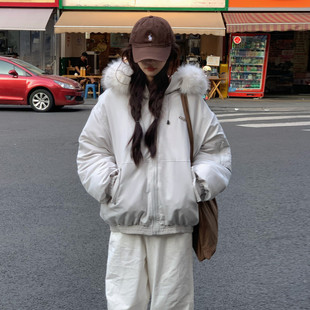 大毛领派克服羽绒服女韩系宽松小个子加厚保暖高级感冬季爆款外套