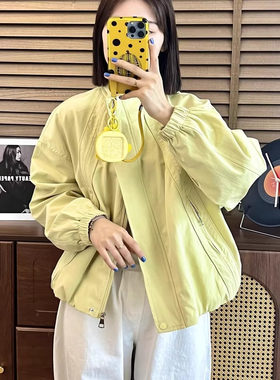 简约时尚立领纯色短款外套女显瘦