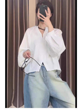 亚麻白色单排扣薄款外套女韩系设计感宽松胖mm显瘦休闲秋外穿上衣