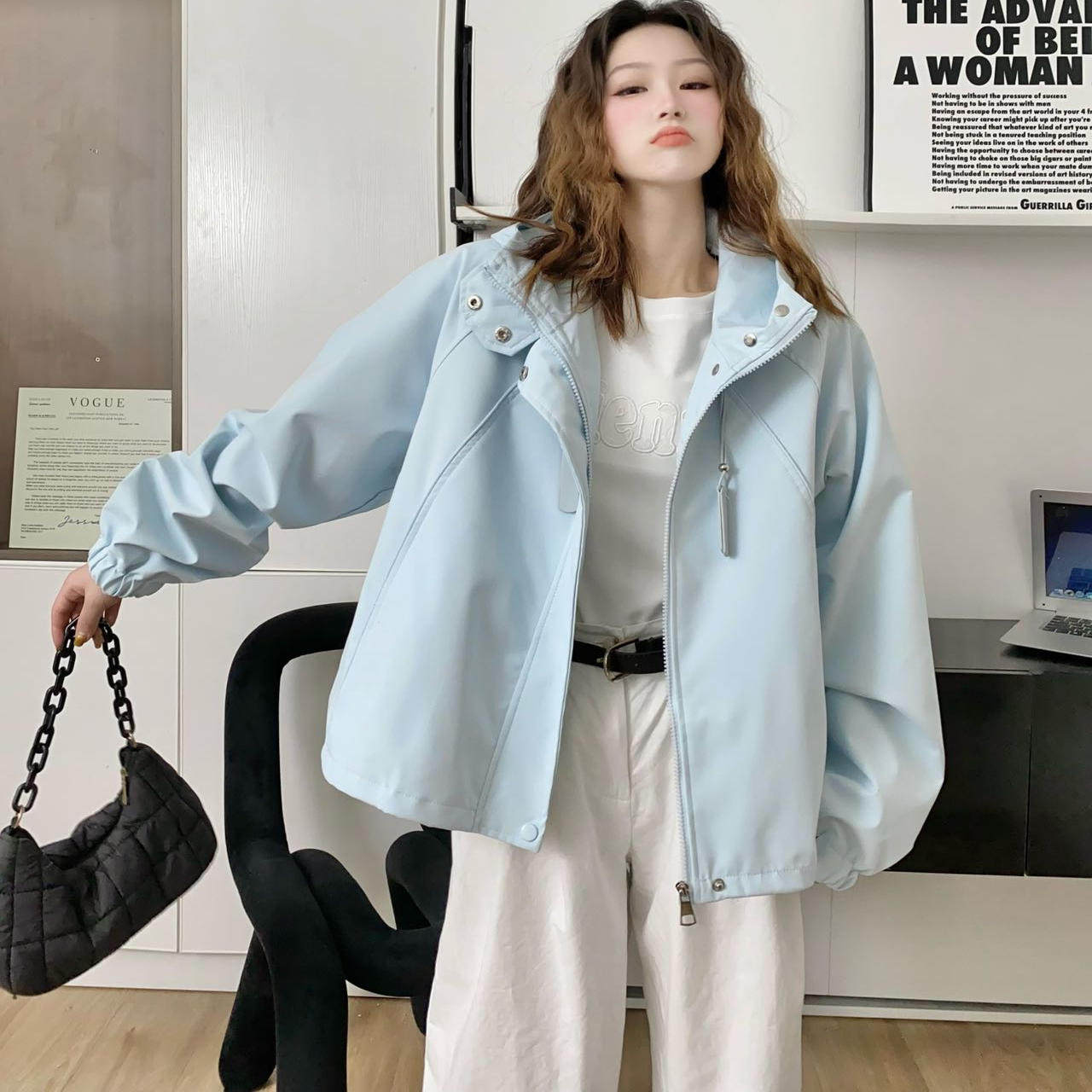 韩系连帽休闲冲锋衣短款外套女2025秋冬新款外穿宽松百搭时尚上衣,女装/女士精品,短外套,淘宝优惠券,粉丝福利购,淘宝优惠卷